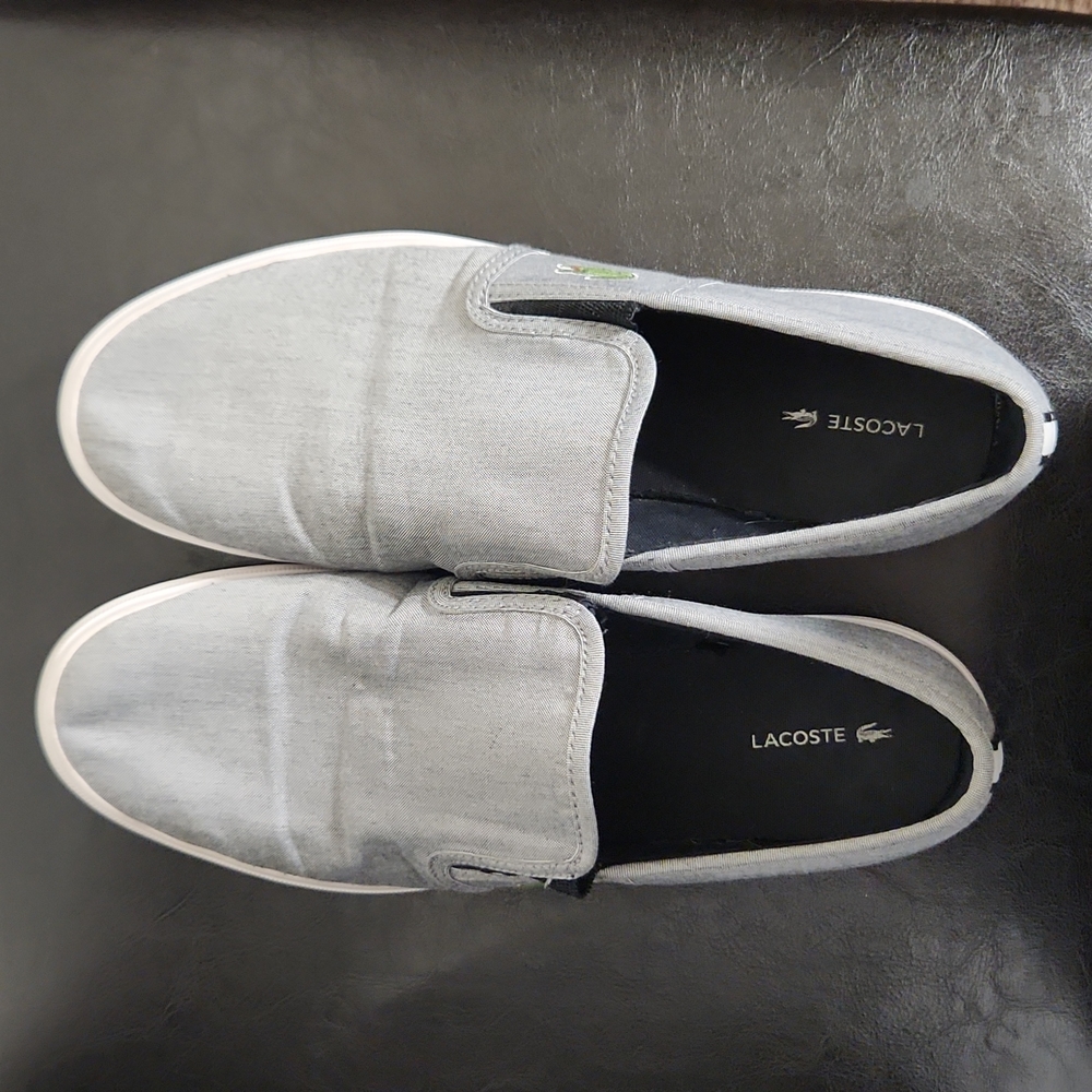 Lacoste Canvas Slip on shoe|Gray| croc logo| size 11